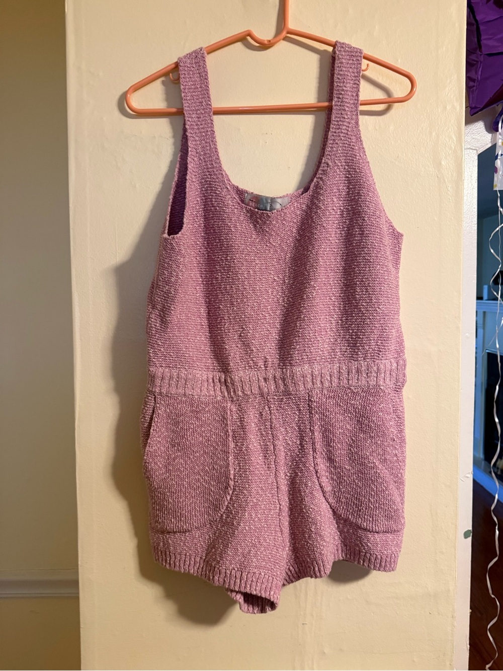 Pink knit romper large